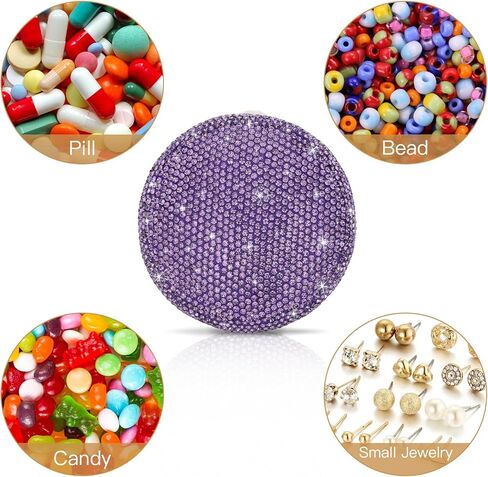 منظم حبوب منع الحمل اليومي من Soleebee مكون من 5 أقسام، علبة صندوق حبوب منع الحمل كريستال بلينغ، مخطط حبوب سفر صغير للمحفظة أو الجيب، موزع حبوب دائري، منظم حاوية فيتامين الدواء (AB) in Kuwait