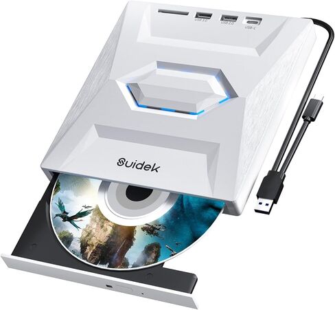 External CD DVD Drive for Laptop, USB C Portable CD/DVD +/-RW Burner DVD Player for Laptop with SD Card Reader USB 3.0 Type C Hub Compatible with Laptop Desktop PC Windows Linux in Kuwait