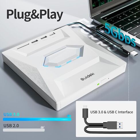 External CD DVD Drive for Laptop, USB C Portable CD/DVD +/-RW Burner DVD Player for Laptop with SD Card Reader USB 3.0 Type C Hub Compatible with Laptop Desktop PC Windows Linux in Kuwait