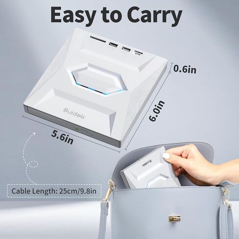External CD DVD Drive for Laptop, USB C Portable CD/DVD +/-RW Burner DVD Player for Laptop with SD Card Reader USB 3.0 Type C Hub Compatible with Laptop Desktop PC Windows Linux in Kuwait