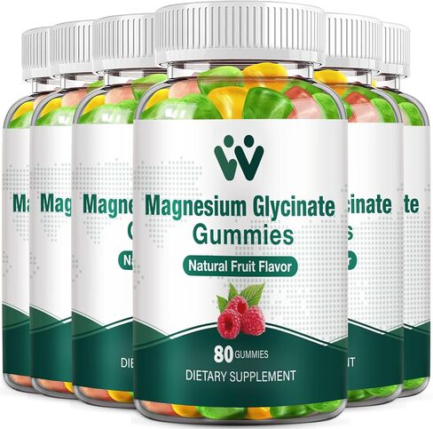 Magnesium Glycinate Gummies 400mg - Magnesium Supplement for Sleep,Stress & Muscle Relief Calm Magnesium Chews for Adults and Kids with Vitamin D, B6 Fruit Flavor, Vegan, 2 Packs in Saudi Arabia