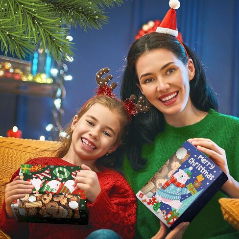 27 Pcs Christmas Cookie Boxes with Window, Christmas Treat Boxes Bulk Christmas Bakery Boxes Christmas Gift Boxes with Lids Large Holiday Cookie Containers for Gift Giving Candy Pastry Party Favor in Saudi Arabia
