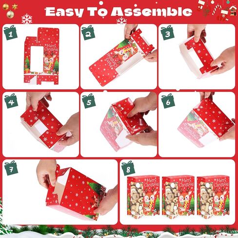 27 Pcs Christmas Cookie Boxes with Window, Christmas Treat Boxes Bulk Christmas Bakery Boxes Christmas Gift Boxes with Lids Large Holiday Cookie Containers for Gift Giving Candy Pastry Party Favor in Saudi Arabia