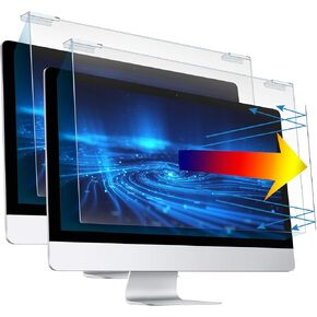 Blue Light Screen Protector for 23, 23.6, 23.8, 24 Inch Diagonal LED PC Monitor, Scratch-Resistant Computer Screen Blue Light Blocker, Blue Light Filter Hanging Type, 2 Pack (W 21.3" x H 13.4")