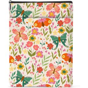 Book Sleeve Book Protector Book Pouch Book Lovers Gifts Bookish Gifts Book Cover with Zipper for Hardcover Paperback Washable Floral Cat Printed Gift Bag for Women Teacher Reader, BookCover