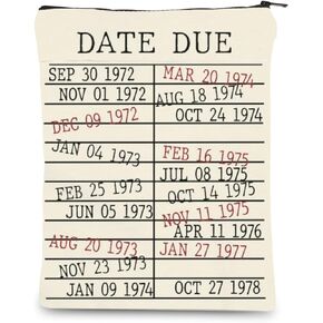 Library Book Date Due Book Sleeve Gift Book Bag Gift for Book Lover Librarian Gift Bookish Gift (Date Due)