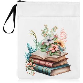 حافظة كتب مقاومة للماء مع سحاب وجيب أمامي، أغطية كتب للغلاف الورقي، حقيبة حماية للكتب مطبوعة بالأزهار مع مقبض لهدايا محبي الكتب (11.8 * 9.4 بوصة)