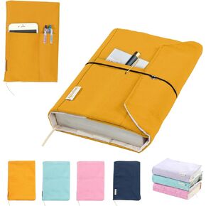 Canvas Book Covers, Washable Book Protector, Jumbo Book Cover for Paperback Novels, Adjustable Book Cover for Hardcover with Pockets for Pen, Soft Cover Books, Book Lovers Gifts
