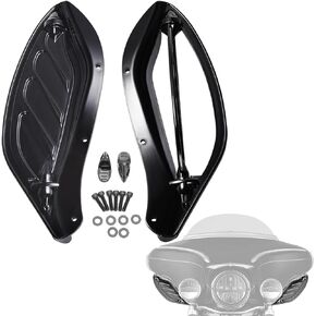 Smoke Upper Fairing Adjustable Air Deflectors Fairing Side Wing Windshield Compatible for Harley Touring 1996-2013