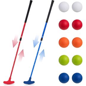 2 Pcs Golf Putter for Men Women Kids Adjustable Length Two Way Putter Right or Left Handed Golfers Mini Golf Club with Practice Balls for Toddler Children Teenager Junior Adult