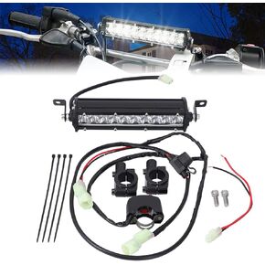 motoparty Motocross Headlight Light Bar Kit for KLX110 CRF110 TTR110 YZ250F with USB Socket Charger, 60W 2500LM Plug-n-Play Led Headlight Light Bar Lighting Kit Fits Most 7/8" Handlebars