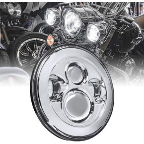 TRUE MODS 7" LED Headlight for Harley Davidson [Black-Finish] [4500 Lumen] [H4 Converters Plug and Play] [Built-In CAN Bus] For Touring Dyna Electra Glide Road King Softail Fatboy Road Glide