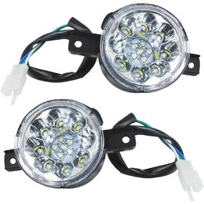HOLATO 12V LED Headlight Front Head Lamp for 50cc 70cc 90cc 110cc 125cc TaoTao ATA 110D 125D Coolster 3050D 3125R Sunl Baja Roketa Apollo Kazuma Chinese ATV Four Wheeler Quad Parts Heavy Duty 2Pcs