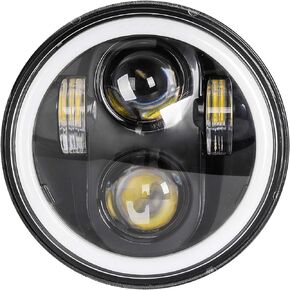 Zmoon 5 3/4 5.75 Inch LED Headlight for Motorcycle, Compatible with Harley Davidson Sportster Iron 883 Dyna Street Bob Super Wide Glide Low Rider Night Rod Train Softail, IP67 Waterproof, 1PCS