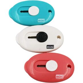 Mini Utility Knives Box Cutter Retractable Letter Opener (Blue/Pink/White) 3PC