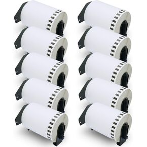 BETCKEY - Compatible Continuous Labels Replacement for Brother DK-2243 (4 in x 100 ft), Use with Brother QL Label Printers [10 Rolls + 2 Reusable Cartridges] in Kuwait