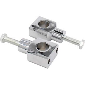 ApplianPar Chrome Motorcycle 1 Inch Handlebar Risers Round Bar Mount Clamp for Honda for Kawasaki for Suzuki for Yamaha Sliver Pack of 2