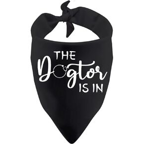 1 Piece The Dogtor is in Dog Bandana Funny Vet Student Graduation Gift Dog Puppy Bandana Gift for Veterinarian (The Dogtor is in D)
