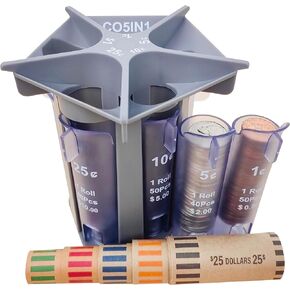 CO5IN1 Change Sorter Tube Coin Counter with Coin Wrappers, Change Sorter Change Counter Machine, Coin Organizer & Coin Holder Coin Roller, Empty your Piggy Bank & Coin Bank Jar, Accurate & Easy to use
