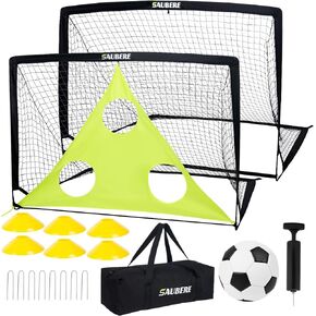 6x4 ft Kids Soccer Goals for Backyard Set of 2, Portable Pop Up Soccer Net for Backyard for Kids Toddler Youth, Soccer Training Equipment, Soccer Goal Target, Ball and Cones, Outdoor Soccer Games
