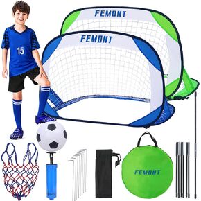 Femont Soccer Goals Set for Backyard, 4x2.5FT Portable Pop Up Soccer Nets with Carrying Bag for Indoor Outdoor Games Practice Training Great for Kids and Adults