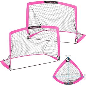 WEKEFON Backyard Soccer Goals - Portable Kids Soccer Net Set of 2-3.6'x2.7' - Pop Up Folding Indoor + Outdoor Goals with Carry Bag - Easy Assembly and Compact Storage