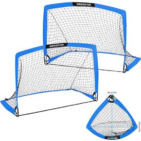 WEKEFON Backyard Soccer Goals - Portable Kids Soccer Net Set of 2-3.6'x2.7' - Pop Up Folding Indoor + Outdoor Goals with Carry Bag - Easy Assembly and Compact Storage