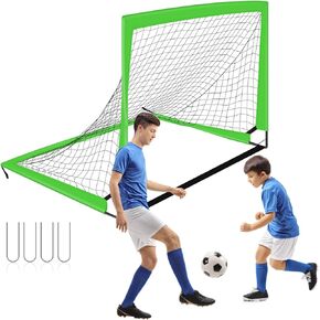 1 Pack Pop Up Soccer Goal, Portable Soccer Goal Net for Backyard, Indoor and Outdoor, Soccer Net 4x3ft/6x4ft/9x5ft with Stakes for Kid, Toddler, Youth, Adult, Green-Over 6 Years Old