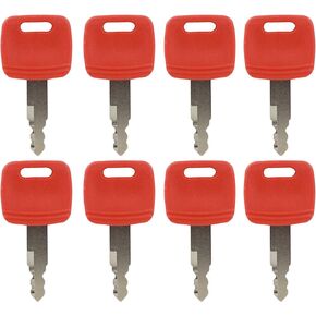H800 8PCS Ignition Keys Replacement for John Deere Hitachi Excavator Case Dozer Fiat New Holland AT194969 AT147803 4286465 Red
