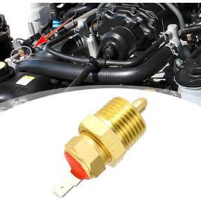 BESULEN Car Fan Temperature Switch, 200 to 185 Degrees Adjustable Temperature Switch, Copper Electric Engine Cooling Sensor Switch with 3/8" Pipe Thread and Hexagonal Nut, Fits 10 "12" 14 "16" Fan