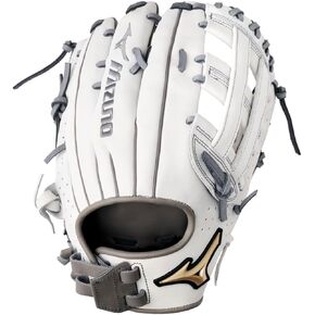 Mizuno Prime Elite Pitcher/Outfield Fastpitch Softball Glove 12.5" | Fastpitch FIELDERS MITT | RH White-Grey