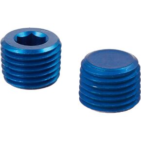 Aeroquip FCM3686 Blue Anodized Aluminum 1/4" NPT Allen Head Pipe Plugs - Pack of 2