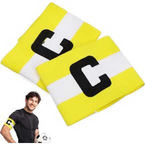 LIOOBO Captain C Arm Band: 2 Pack Football Captain Armbands, Elastic Soccer Captain Armband, Yellow Football Player Arm Bands in Saudi Arabia