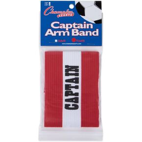 Champion Sports Youth Captain’s Arm Band, Red - Unisex Woven Elastic Nylon Captain Arm Bands for Soccer, Football, Basketball and More - Premium Team Sports Accessories for Kids Medium
