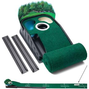 Putting Green Indoor - Golf Putting Mat boasts Genuine Green Speed and a Wrinkle-Free Surface. 8ft Practice Putting Mat with lenticular 3D Backplate, Alignment Guides and Ball Return