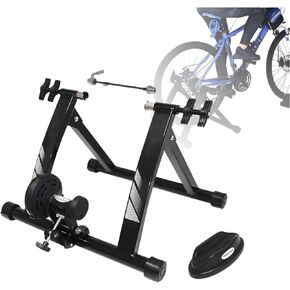 HTTMT- Black Indoor Bike Trainer Stand Portable Magnetic Stainless Steel Exercise Bicycle Bike Trainer Stand Fit 26"-28",700C Wheels [P/N: ET-HOME008-]
