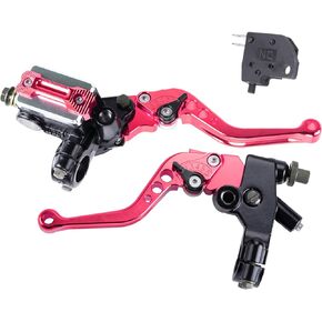 MRELC Universal Motorcycle 7/8" 22mm Handlebar Brake Master Cylinder Clutch Lever CNC Left & Right Set Compatible with Harley Honda Kawasaki Suzuki Yamaha（ Piston Diameter 12.7mm (Blue)