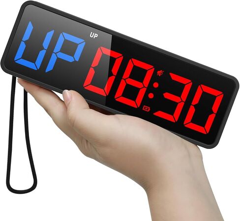 ساعة مؤقت رياضية صغيرة محمولة من ANJANK، العد التنازلي/الأعلى، ساعة إيقاف، مؤقت فاصل للتمرين مع بطارية قوية، مغناطيس قوي، جهاز تحكم عن بعد، سطوع قابل للتعديل، مؤقت رقمي للمنزل/المرآب in Kuwait