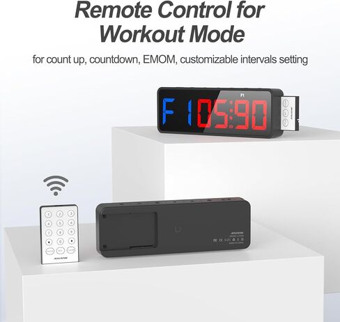 ساعة مؤقت رياضية صغيرة محمولة من ANJANK، العد التنازلي/الأعلى، ساعة إيقاف، مؤقت فاصل للتمرين مع بطارية قوية، مغناطيس قوي، جهاز تحكم عن بعد، سطوع قابل للتعديل، مؤقت رقمي للمنزل/المرآب in Kuwait