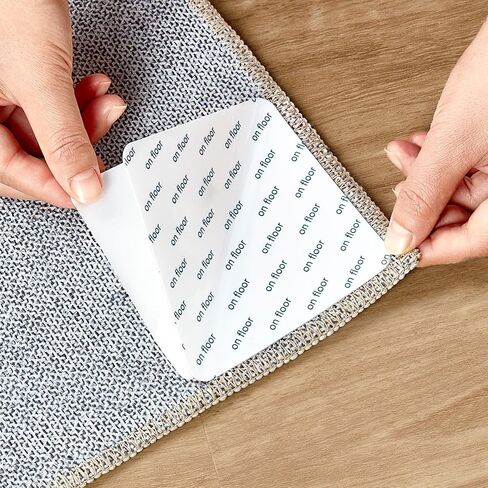 NAKAGISHI Rug Tape Rug Gripper for Hardwood Floors - 12 PCS Anti Slip Rug Grips Rug Stickers for Wood Floor Carpet Stickers for Area Rugs to Prevent Sliding - White in Saudi Arabia