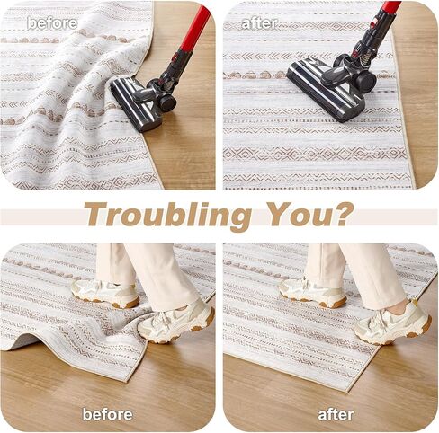NAKAGISHI Rug Tape Rug Gripper for Hardwood Floors - 12 PCS Anti Slip Rug Grips Rug Stickers for Wood Floor Carpet Stickers for Area Rugs to Prevent Sliding - White in Saudi Arabia