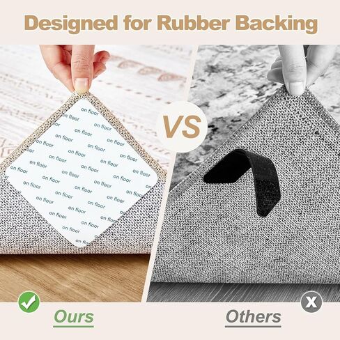 NAKAGISHI Rug Tape Rug Gripper for Hardwood Floors - 12 PCS Anti Slip Rug Grips Rug Stickers for Wood Floor Carpet Stickers for Area Rugs to Prevent Sliding - White in Saudi Arabia