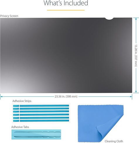 شاشة خصوصية StarTech.com لشاشة كمبيوتر مقاس 27 بوصة - فلتر أمان لشاشة الكمبيوتر - فيلم واقي شاشة يقلل الضوء الأزرق - شاشة عريضة 16:9 - غير لامعة/لامعة - +/-30 درجة (PRIVSCNMON27) in Kuwait