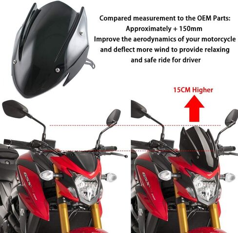 الزجاج الأمامي للدراجات النارية لـ GSX-S750 الزجاج الأمامي هدية واقي الرياح واقي الشاشة مع دعامة لـ Su.zuki GSX-S GSXS 750 GSXS750 2017 2018 2019 2020 2021 2022 2023 (دخان) in Kuwait