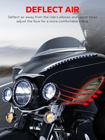 منحرف هواء علوي من الدخان قابل للتعديل هدية للزجاج الأمامي للجناح الجانبي متوافق مع Harley Touring 1996-2013 in Kuwait