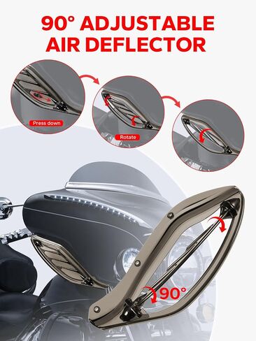 منحرف هواء علوي من الدخان قابل للتعديل هدية للزجاج الأمامي للجناح الجانبي متوافق مع Harley Touring 1996-2013 in Kuwait