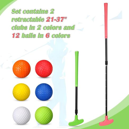 Leyndo 2 Pack Golf Putters Golf Putters for Men and Women with 12 Golf Balls Two Way Mini Golf Putters Adjustable Golf Putter for Right or Left Handed Golfers Golf Club Set for Kids Teenagers Adults in Saudi Arabia