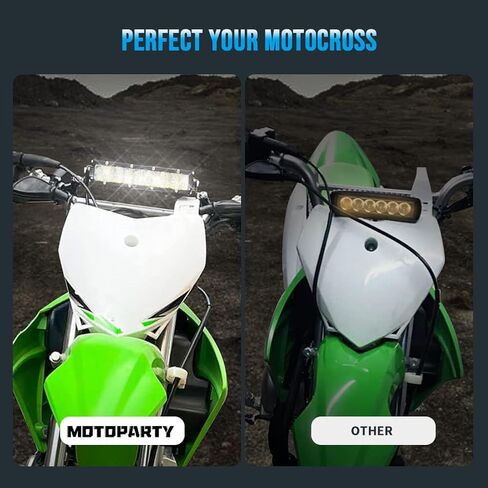motoparty Motocross Headlight Light Bar Kit for KLX110 CRF110 TTR110 YZ250F with USB Socket Charger, 60W 2500LM Plug-n-Play Led Headlight Light Bar Lighting Kit Fits Most 7/8" Handlebars in Saudi Arabia