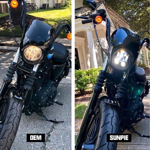 SUNPIE 5-3/4 5.75 بوصة LED دراجة نارية خفيفة الوزن متوافقة مع Sportster 883 XL1200 متوافقة مع Dyna Low Rider Wide Glide Super Glide متوافقة مع Softail Springer Deuce Street 500 Street 750 in Kuwait