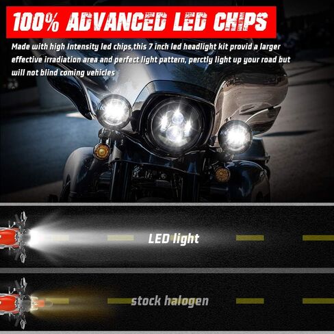 مصباح أمامي LED للدراجة النارية مقاس 7 بوصة متوافق مع ملحقات Harley Davidson Street Glide Road King Electra Glide Fat Boy Heritage Softail Deluxe Ultra Limited Classic Classic Projector Headlamp in Kuwait
